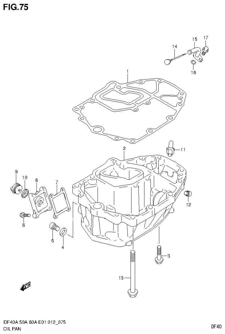 Suzuki DF40AST, DF50A, DF50ATH OIL PAN parts diagram